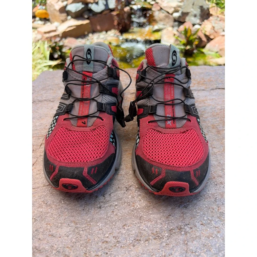 Salomon XR Mission Women Red Black Trail Running Shoes 377476 Sneakers Size 8